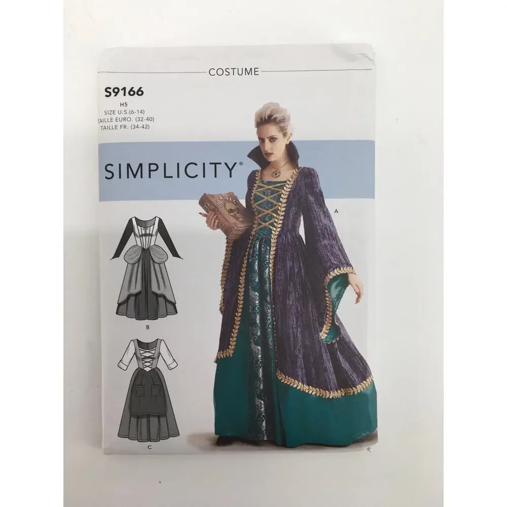 Simplicity Sewing Pattern S9166 Medieval Renaissance Witch Costume 6-14 UNCUT